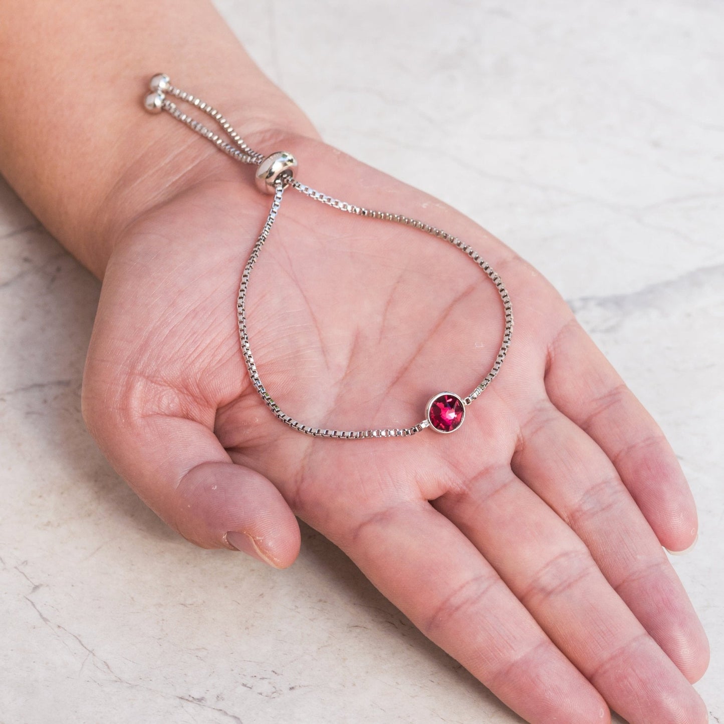 January (Garnet) Birthstone Bracelet Created with Zircondia® Crystals