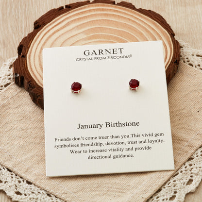January (Garnet) Birthstone Earrings Created with Zircondia® Crystals
