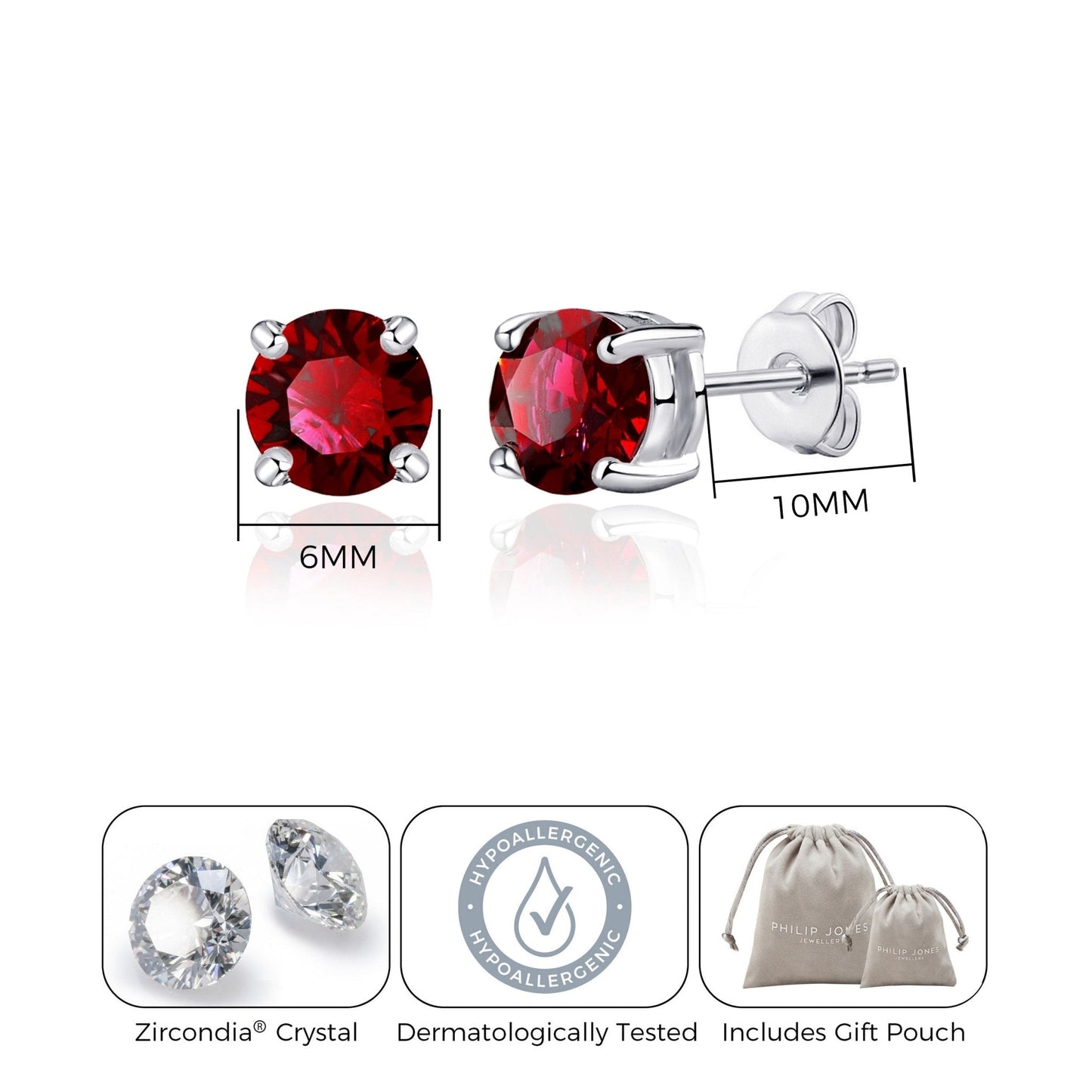 January (Garnet) Birthstone Earrings Created with Zircondia® Crystals