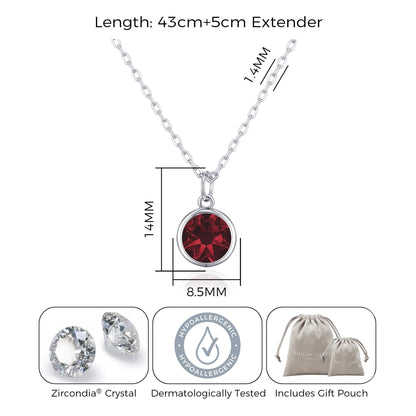 January (Garnet) Birthstone Necklace Created with Zircondia® Crystals