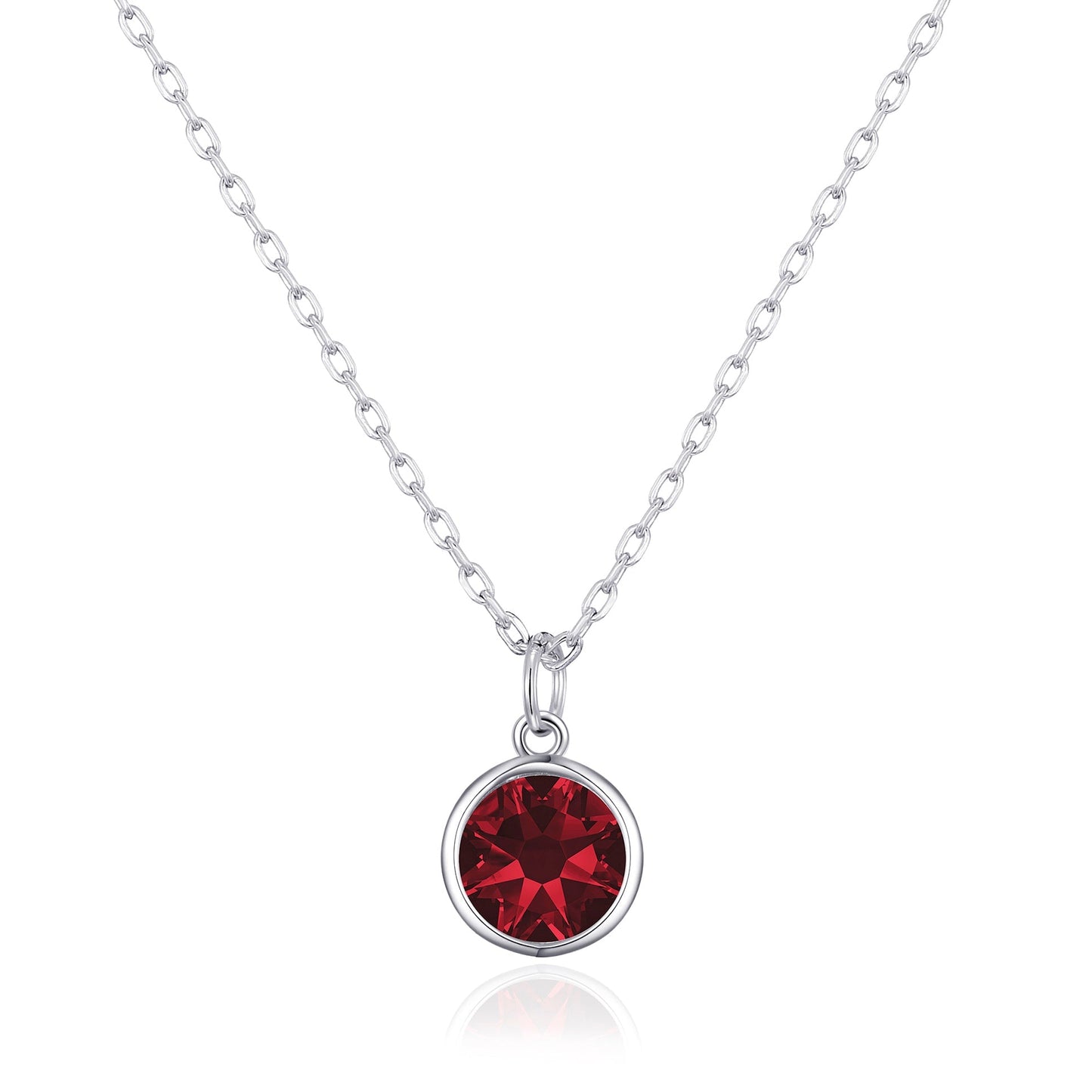 January (Garnet) Birthstone Necklace Created with Zircondia® Crystals