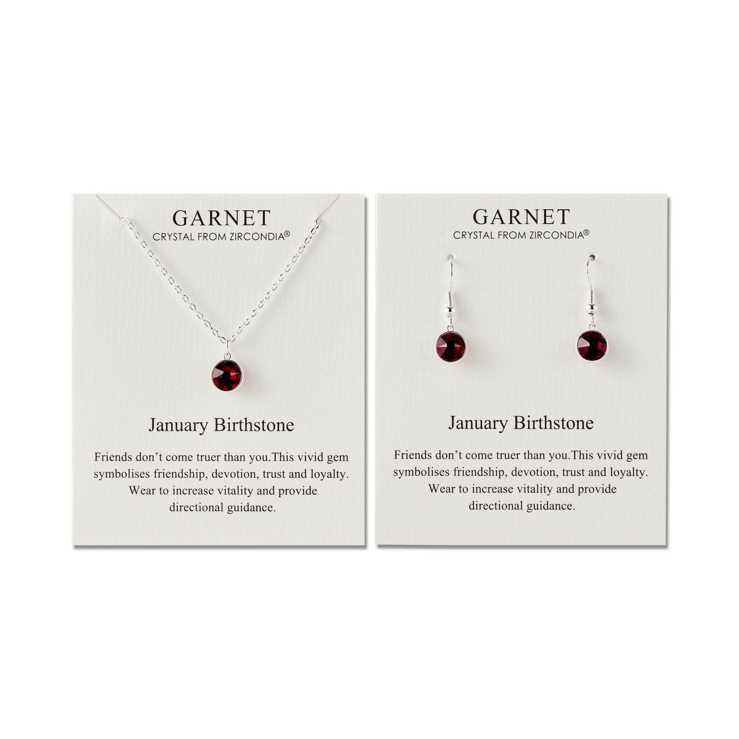 January (Garnet) Birthstone Necklace & Drop Earrings Set Created with Zircondia® Crystals