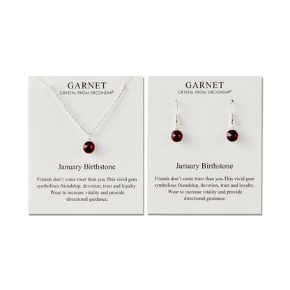 January (Garnet) Birthstone Necklace & Drop Earrings Set Created with Zircondia® Crystals