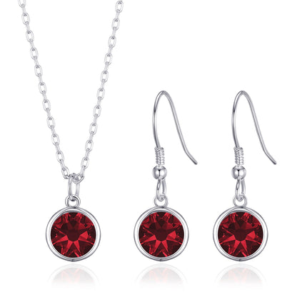 January (Garnet) Birthstone Necklace & Drop Earrings Set Created with Zircondia® Crystals