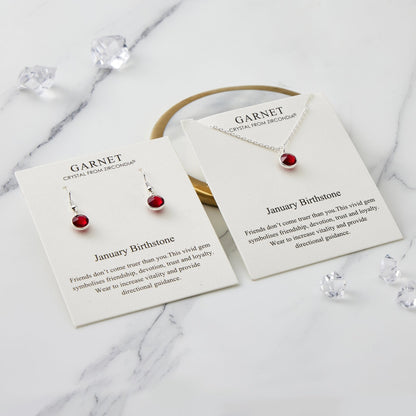 January (Garnet) Birthstone Necklace & Drop Earrings Set Created with Zircondia® Crystals
