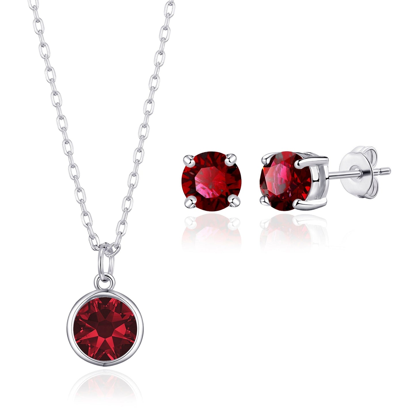 January (Garnet) Birthstone Necklace & Earrings Set Created with Zircondia® Crystals