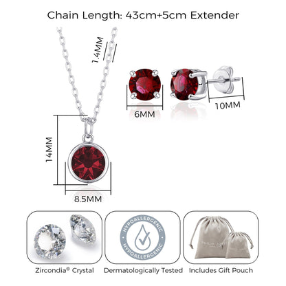 January (Garnet) Birthstone Necklace & Earrings Set Created with Zircondia® Crystals