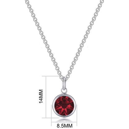 January (Garnet) Birthstone Necklace with Initial Charm (A to Z) Created with Zircondia® Crystals