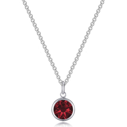 January (Garnet) Birthstone Necklace with Initial Charm (A to Z) Created with Zircondia® Crystals