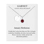January (Garnet) Birthstone Necklace with Initial Charm (A to Z) Created with Zircondia® Crystals