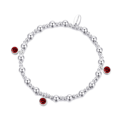 January (Garnet) Birthstone Stretch Charm Bracelet with Quote Gift Box