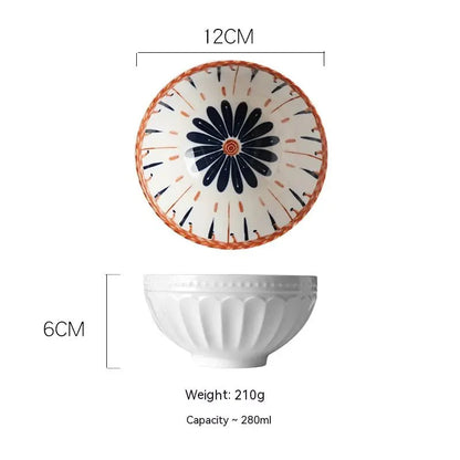 Japanese Vine Flower Ceramic Bowl