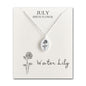 July Birth Flower Water Lily Necklace with Card