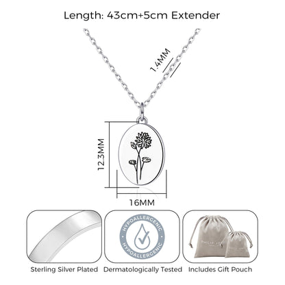 July Birth Flower Water Lily Necklace with Card