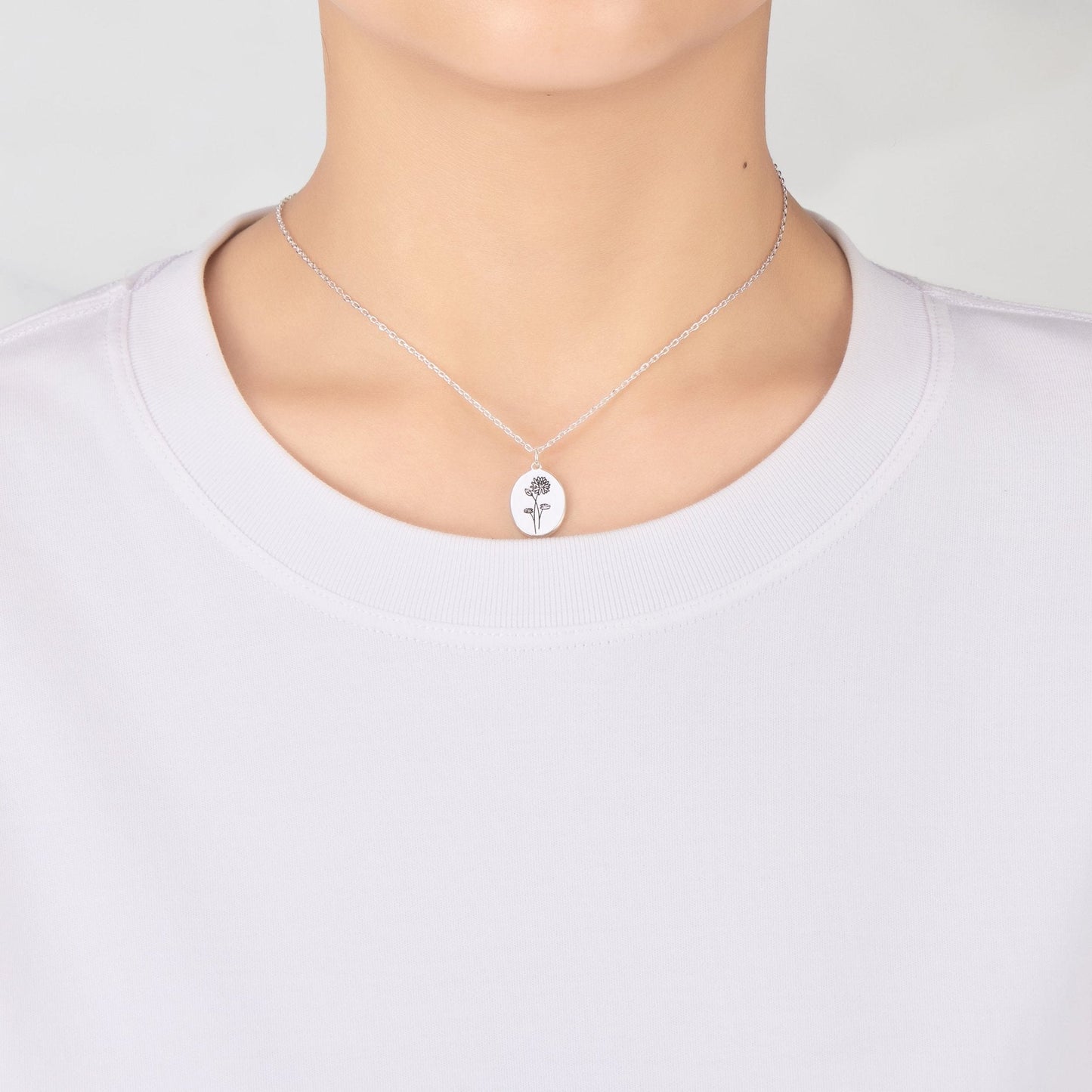 July Birth Flower Water Lily Necklace with Card