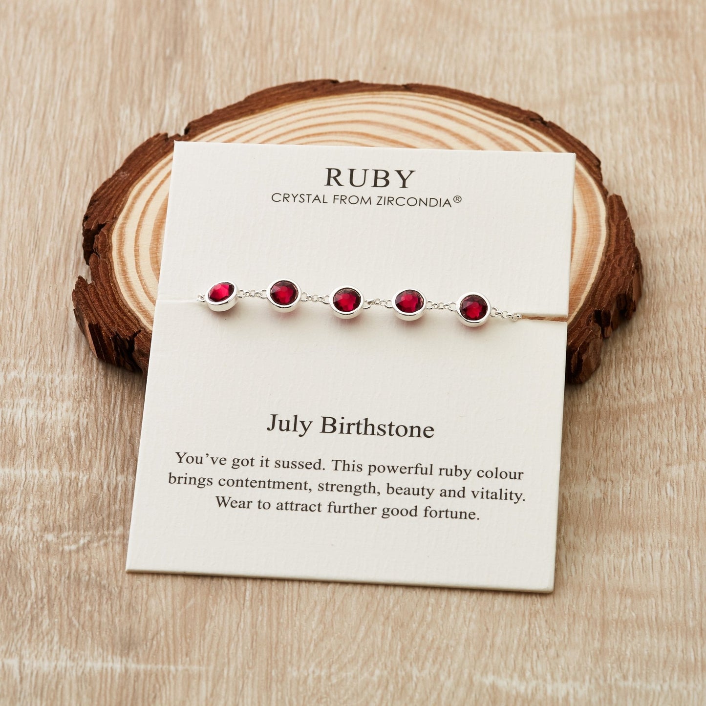 July Birthstone Bracelet Created with Ruby Zircondia® Crystals