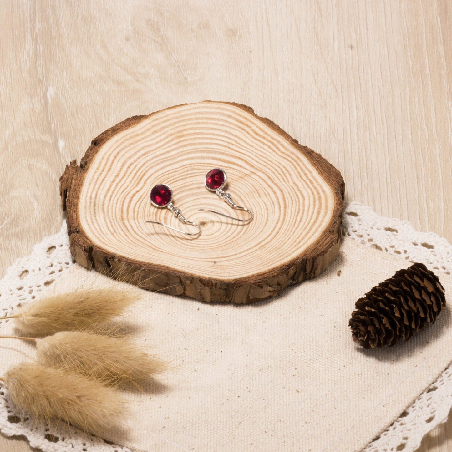 July Birthstone Drop Earrings Created with Ruby Zircondia® Crystals