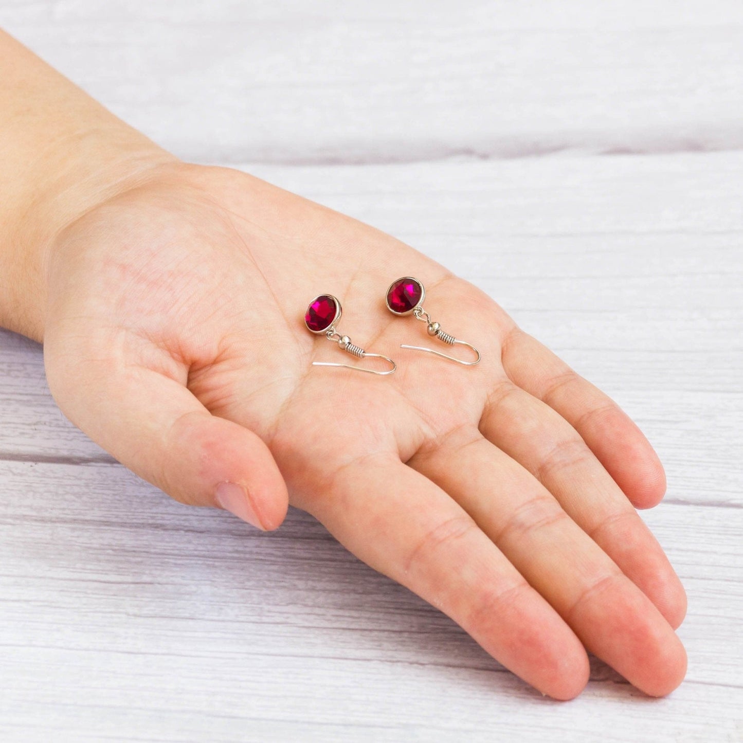 July Birthstone Drop Earrings Created with Ruby Zircondia® Crystals