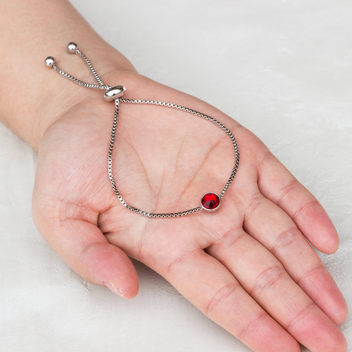 July (Ruby) Birthstone Bracelet Created with Zircondia® Crystals