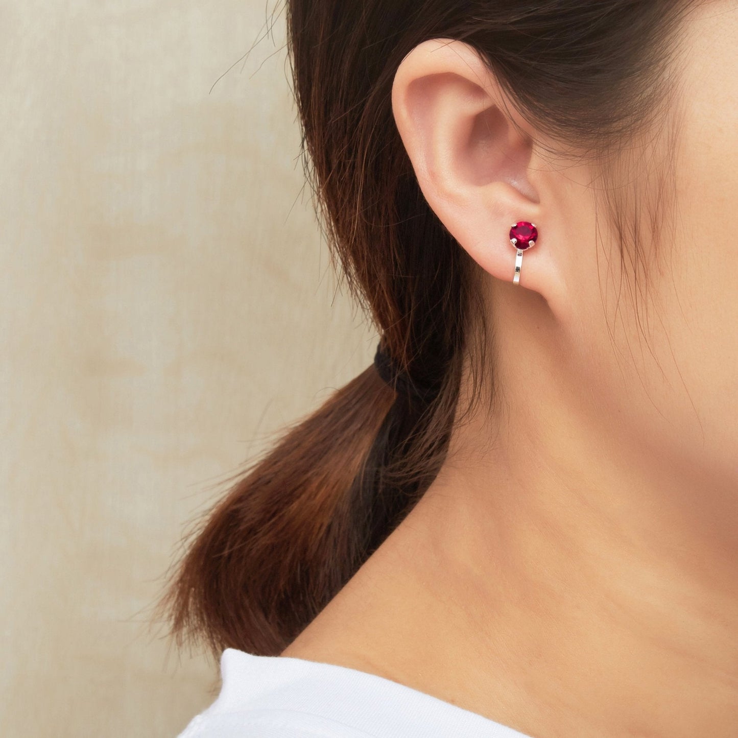 July (Ruby) Birthstone Clip On Earrings Created with Zircondia® Crystals