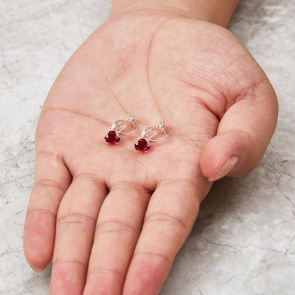 July (Ruby) Birthstone Clip On Earrings Created with Zircondia® Crystals