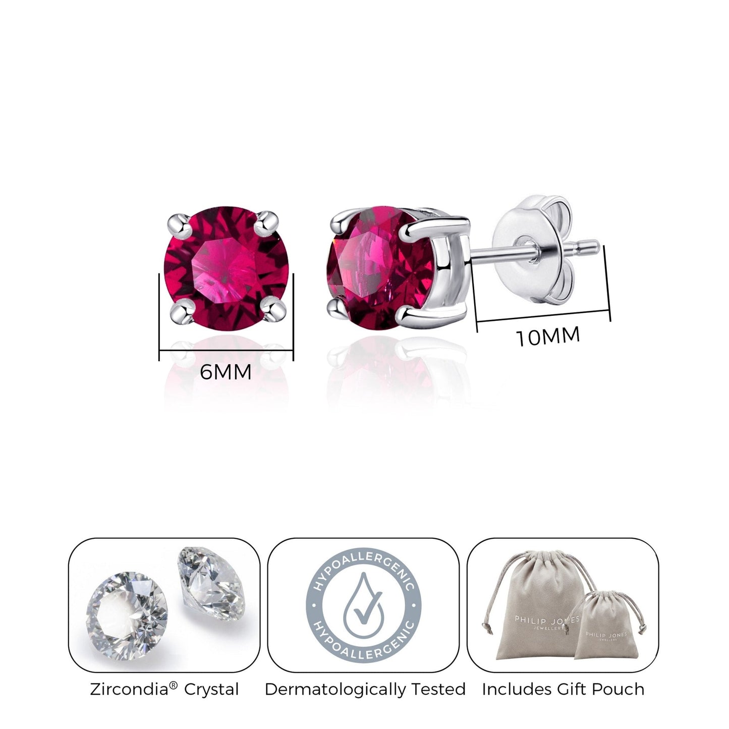 July (Ruby) Birthstone Earrings Created with Zircondia® Crystals