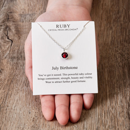 July (Ruby) Birthstone Necklace Created with Zircondia® Crystals