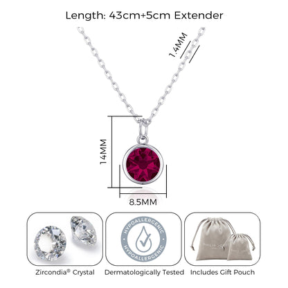 July (Ruby) Birthstone Necklace Created with Zircondia® Crystals
