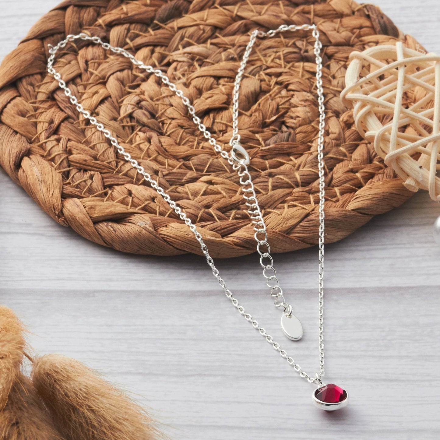 July (Ruby) Birthstone Necklace Created with Zircondia® Crystals