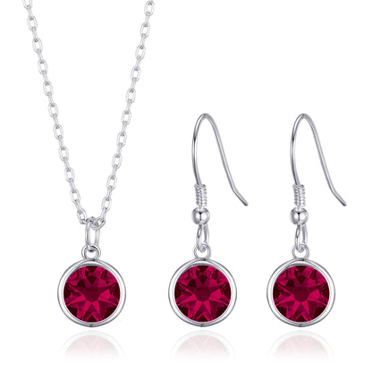 July (Ruby) Birthstone Necklace & Drop Earrings Set Created with Zircondia® Crystals