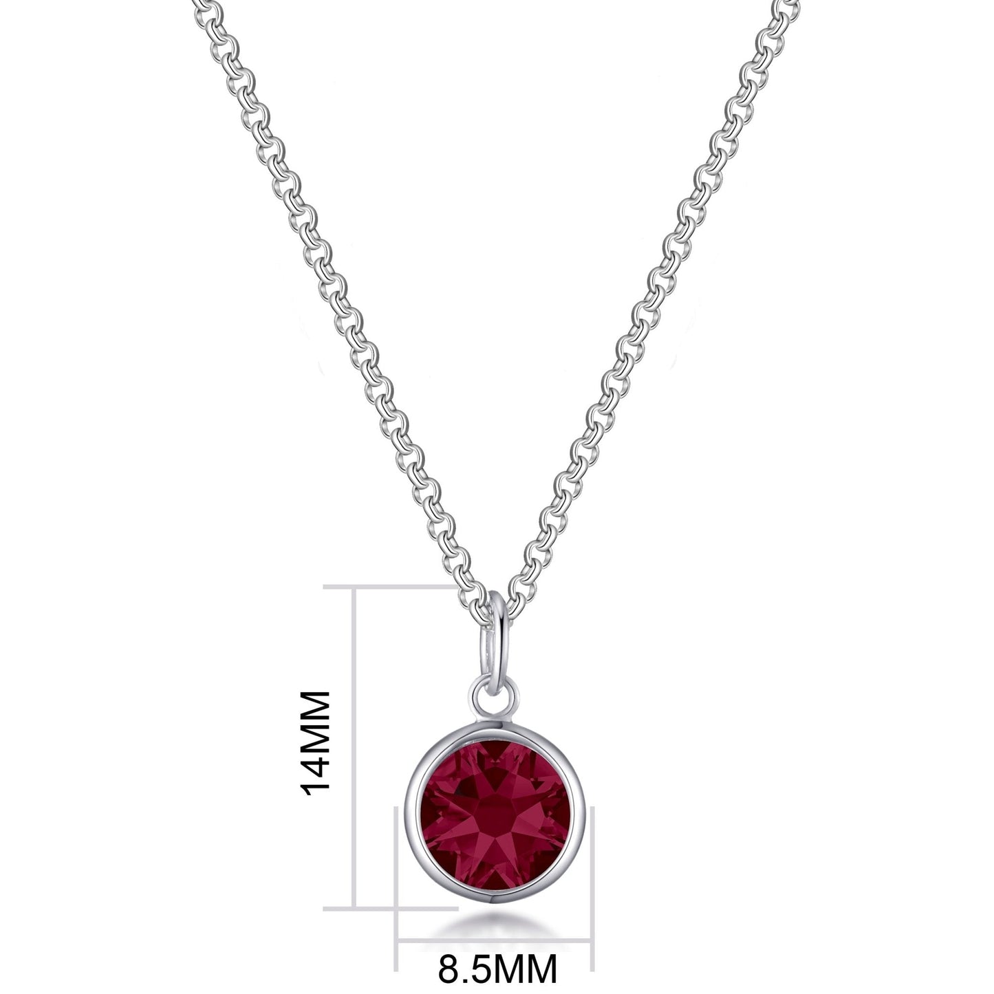 July (Ruby) Birthstone Necklace with Initial Charm (A to Z) Created with Zircondia® Crystals