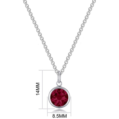 July (Ruby) Birthstone Necklace with Initial Charm (A to Z) Created with Zircondia® Crystals