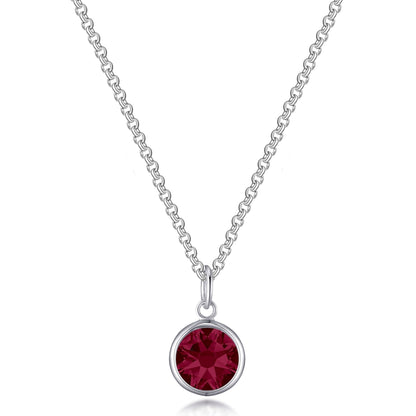July (Ruby) Birthstone Necklace with Initial Charm (A to Z) Created with Zircondia® Crystals