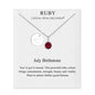 July (Ruby) Birthstone Necklace with Initial Charm (A to Z) Created with Zircondia® Crystals