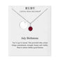 July (Ruby) Birthstone Necklace with Initial Charm (A to Z) Created with Zircondia® Crystals