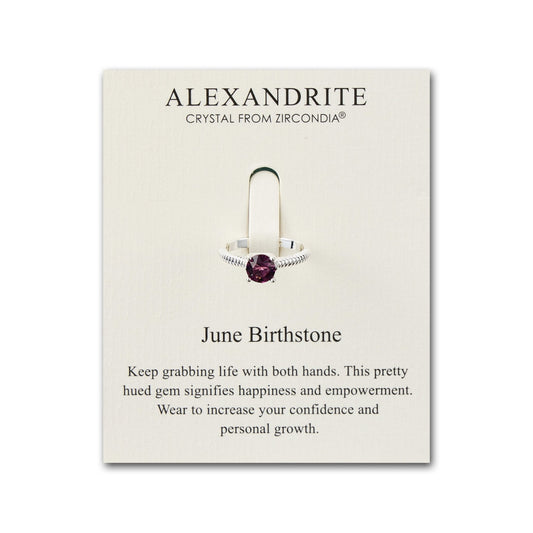 June (Alexandrite) Adjustable Birthstone Ring Created with Zircondia® Crystals