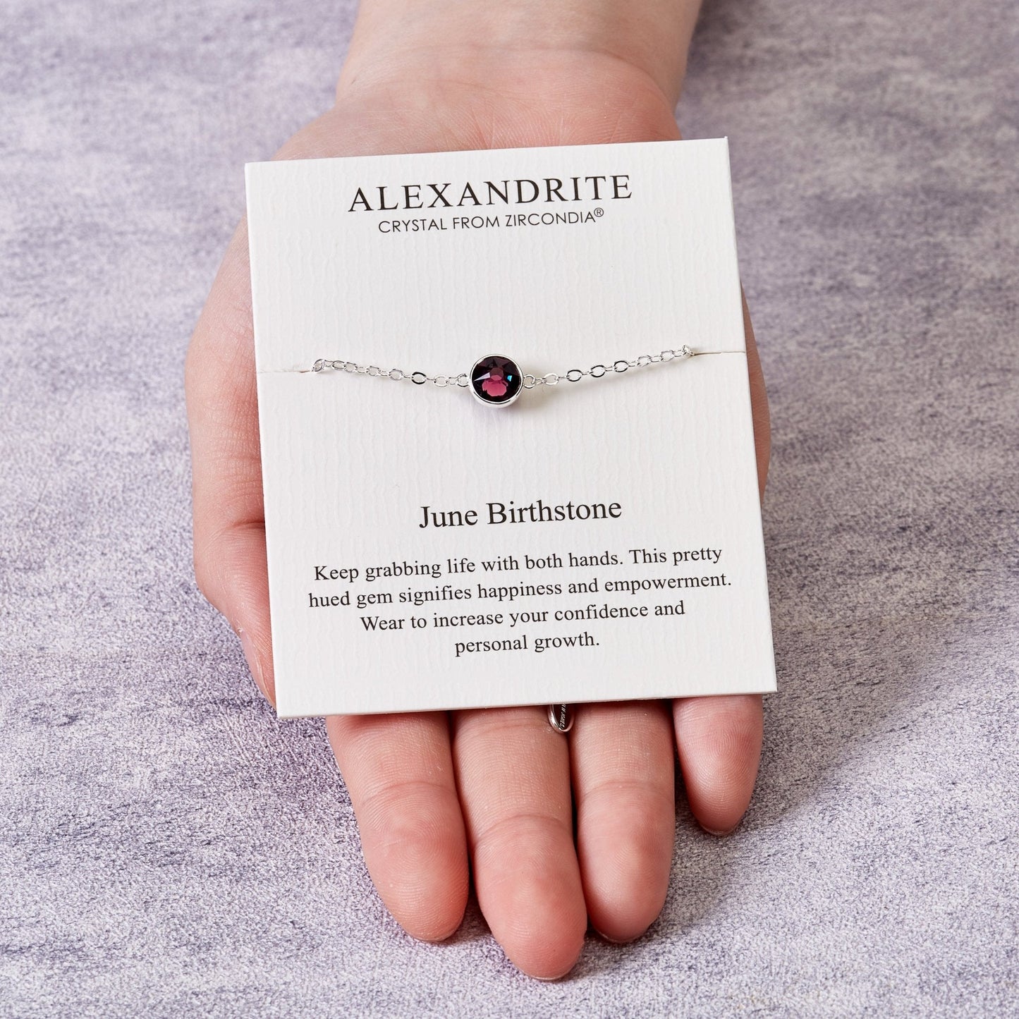 June (Alexandrite) Birthstone Anklet Created with Zircondia® Crystals