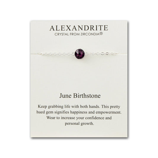 June (Alexandrite) Birthstone Anklet Created with Zircondia® Crystals