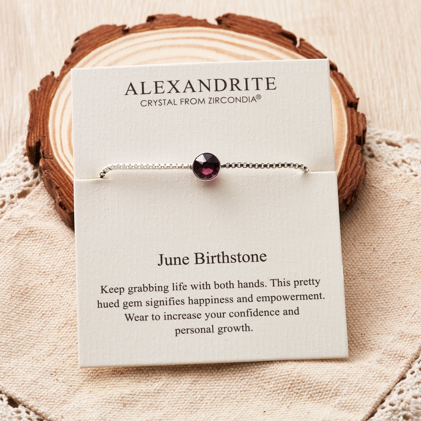 June (Alexandrite) Birthstone Bracelet Created with Zircondia® Crystals