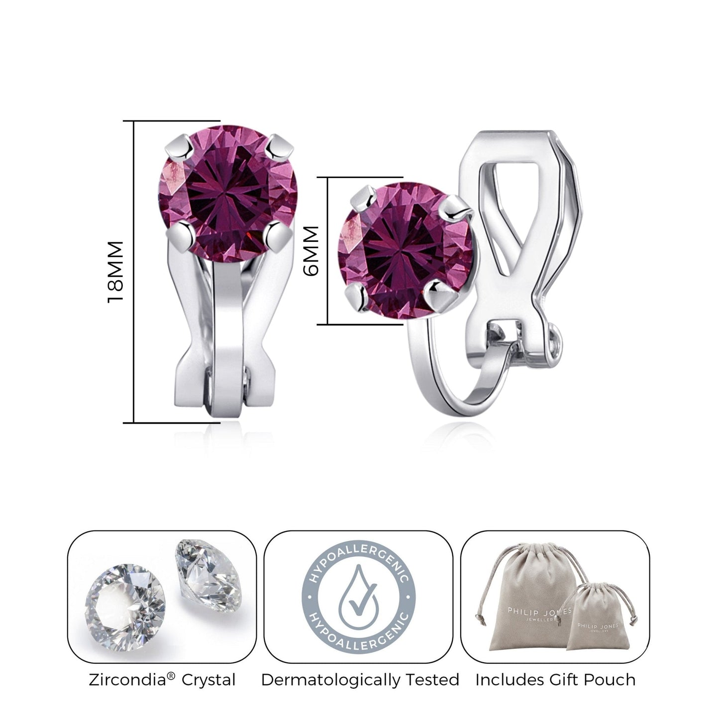 June (Alexandrite) Birthstone Clip On Earrings Created with Zircondia® Crystals