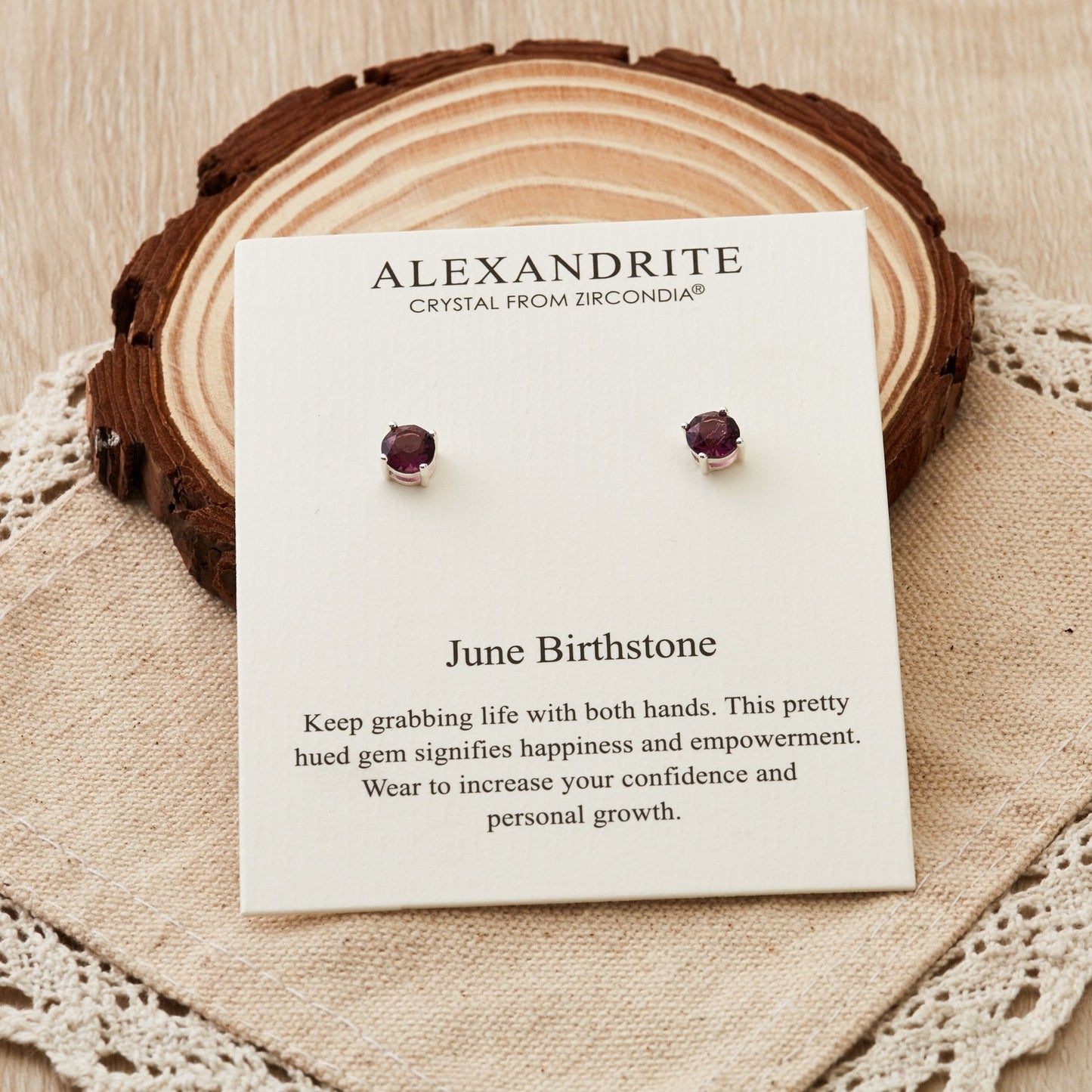 June (Alexandrite) Birthstone Earrings Created with Zircondia® Crystals