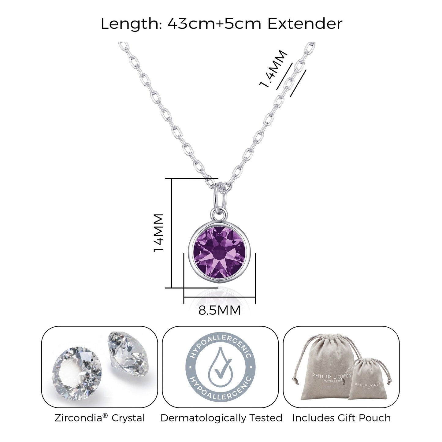 June (Alexandrite) Birthstone Necklace Created with Zircondia® Crystals