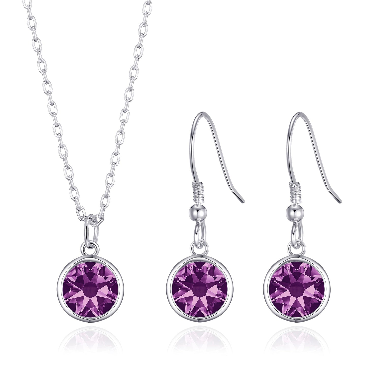 June (Alexandrite) Birthstone Necklace & Drop Earrings Set Created with Zircondia® Crystals
