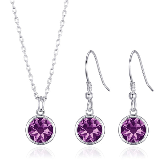 June (Alexandrite) Birthstone Necklace & Drop Earrings Set Created with Zircondia® Crystals