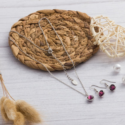 June (Alexandrite) Birthstone Necklace & Drop Earrings Set Created with Zircondia® Crystals