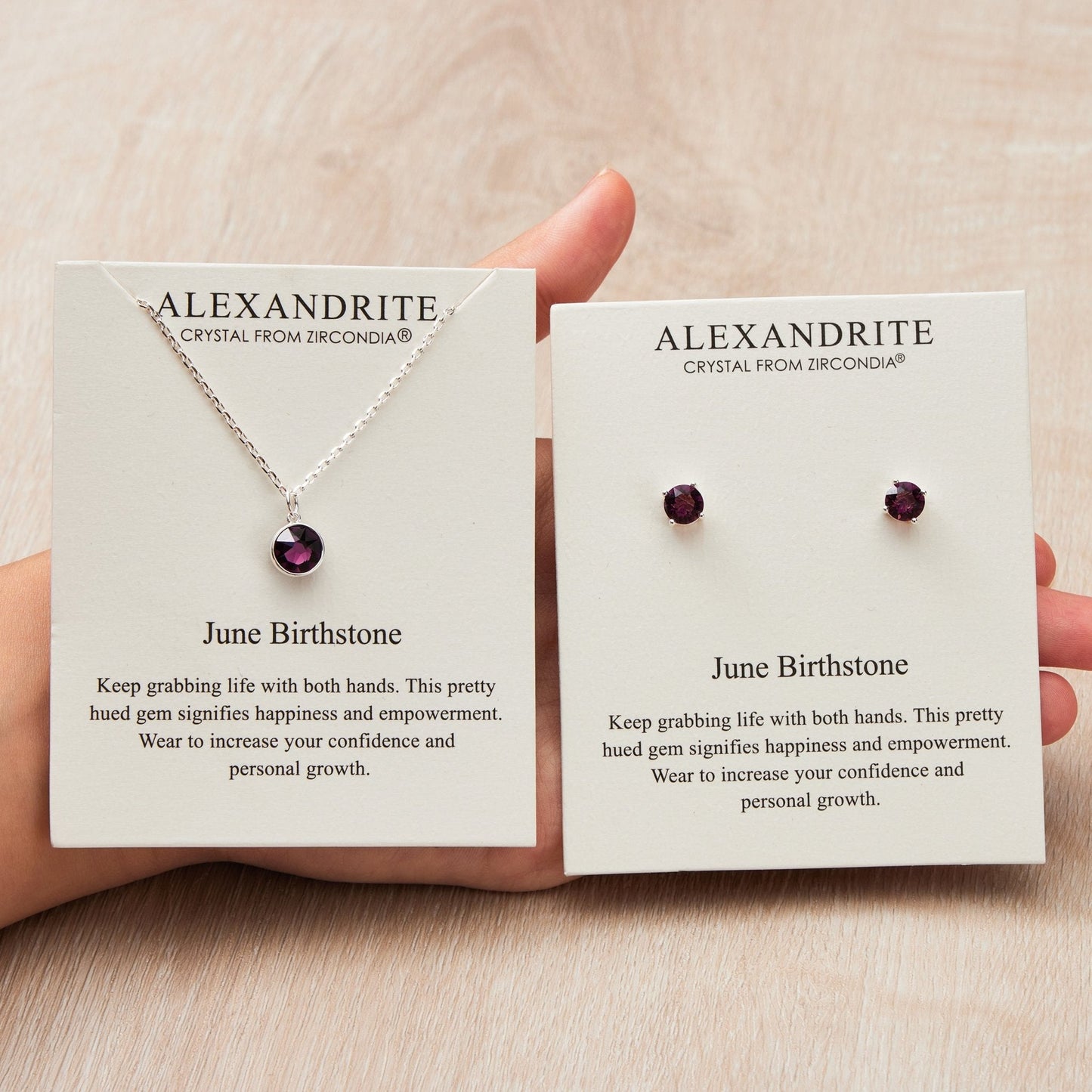 June (Alexandrite) Birthstone Necklace & Earrings Set Created with Zircondia® Crystals