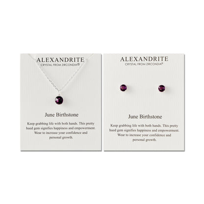 June (Alexandrite) Birthstone Necklace & Earrings Set Created with Zircondia® Crystals