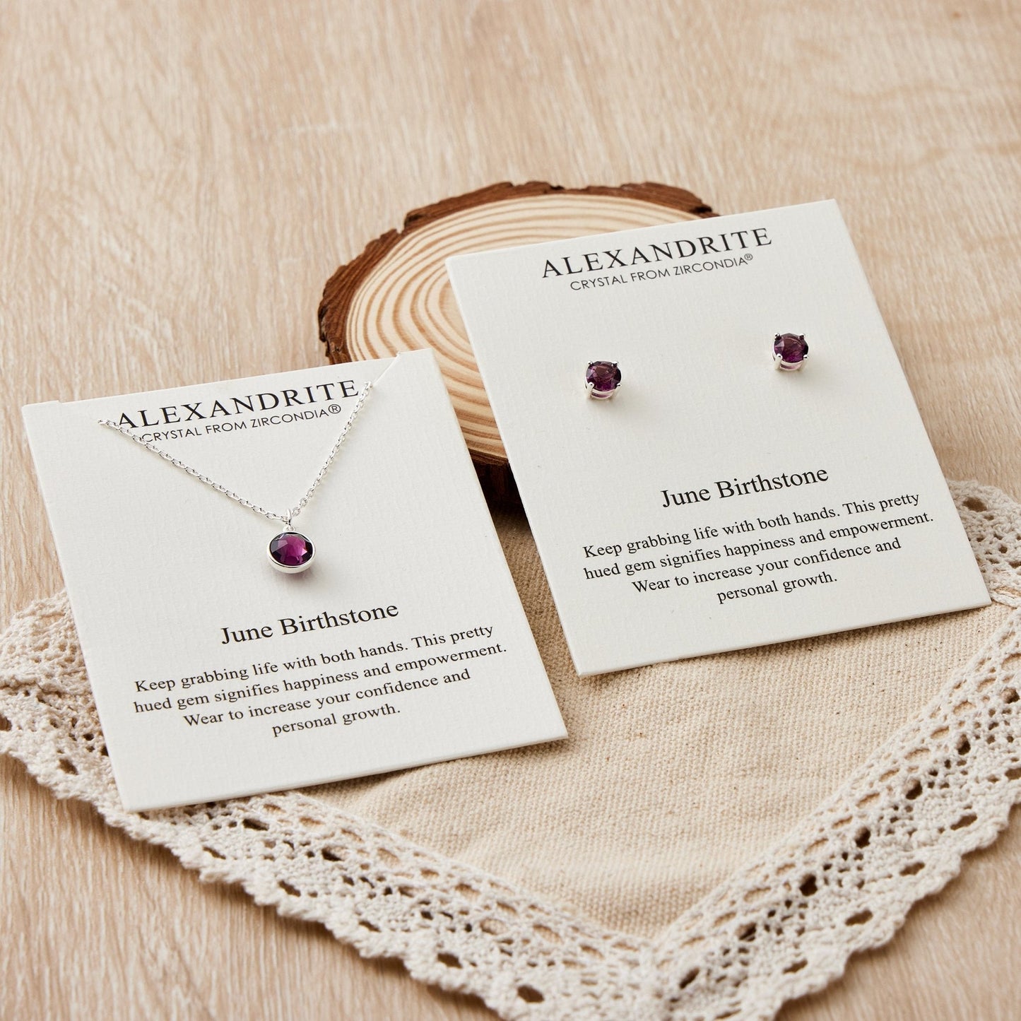 June (Alexandrite) Birthstone Necklace & Earrings Set Created with Zircondia® Crystals