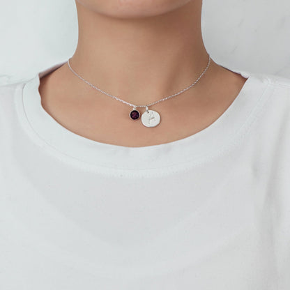 June (Alexandrite) Birthstone Necklace with Initial Charm (A to Z) Created with Zircondia® Crystals