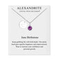 June (Alexandrite) Birthstone Necklace with Initial Charm (A to Z) Created with Zircondia® Crystals